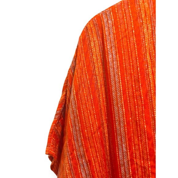 Free People Women's Medium Orange Metallic Stripe Maxi Dress Boho Festival Tie - Picture 4 of 15